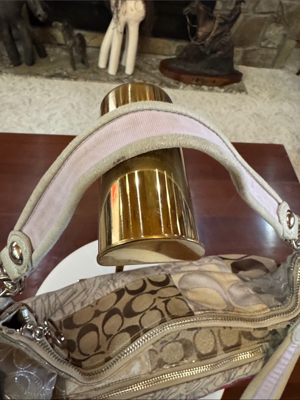 Coach Beige Signature Poppy Y2K Patchwork Crossbody Bag with Pink and Purple - Picture 9 of 10